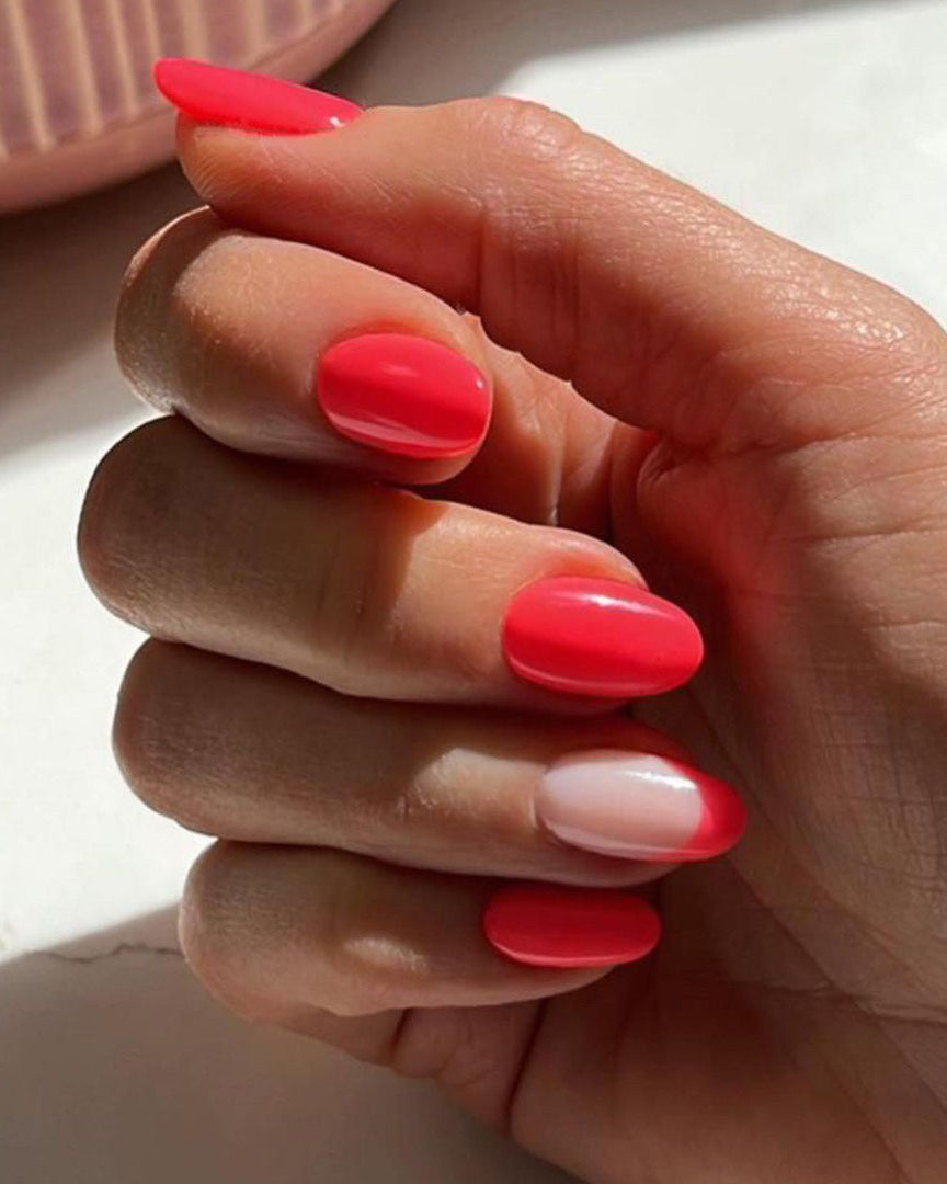 Bright coral nails