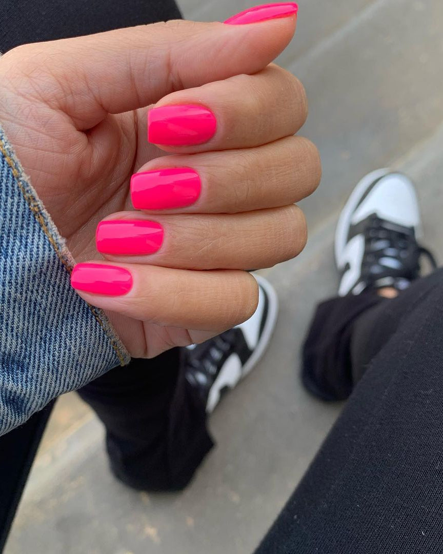 Bright neon pink nails