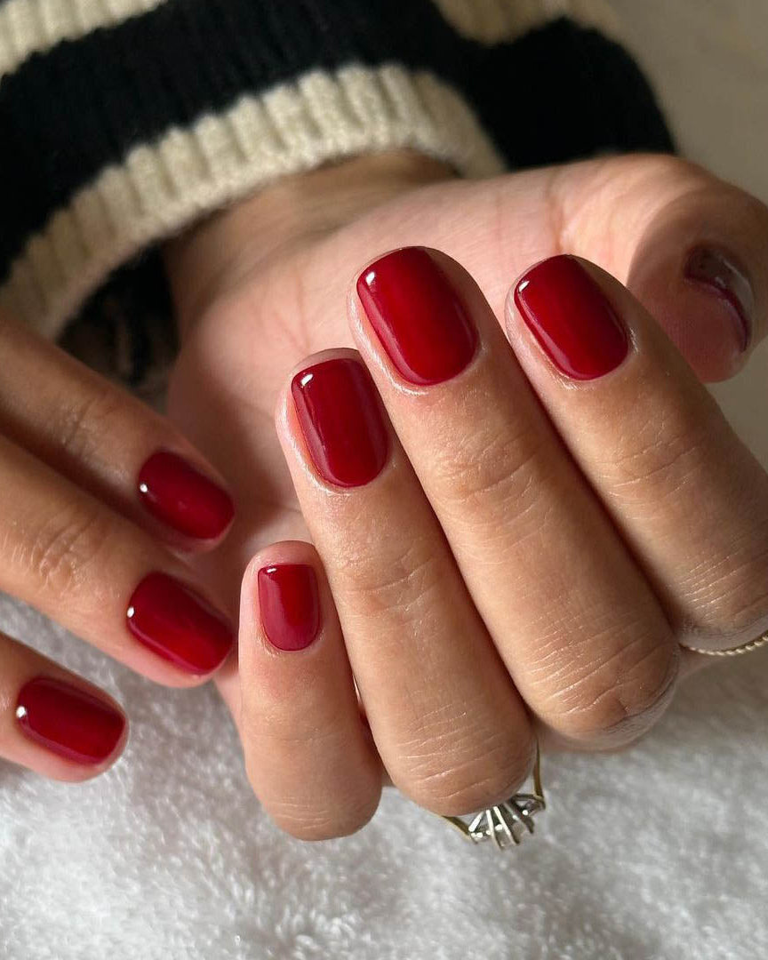 Deep red nails