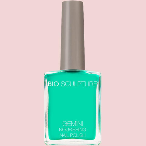 Bright turquoise nail polish