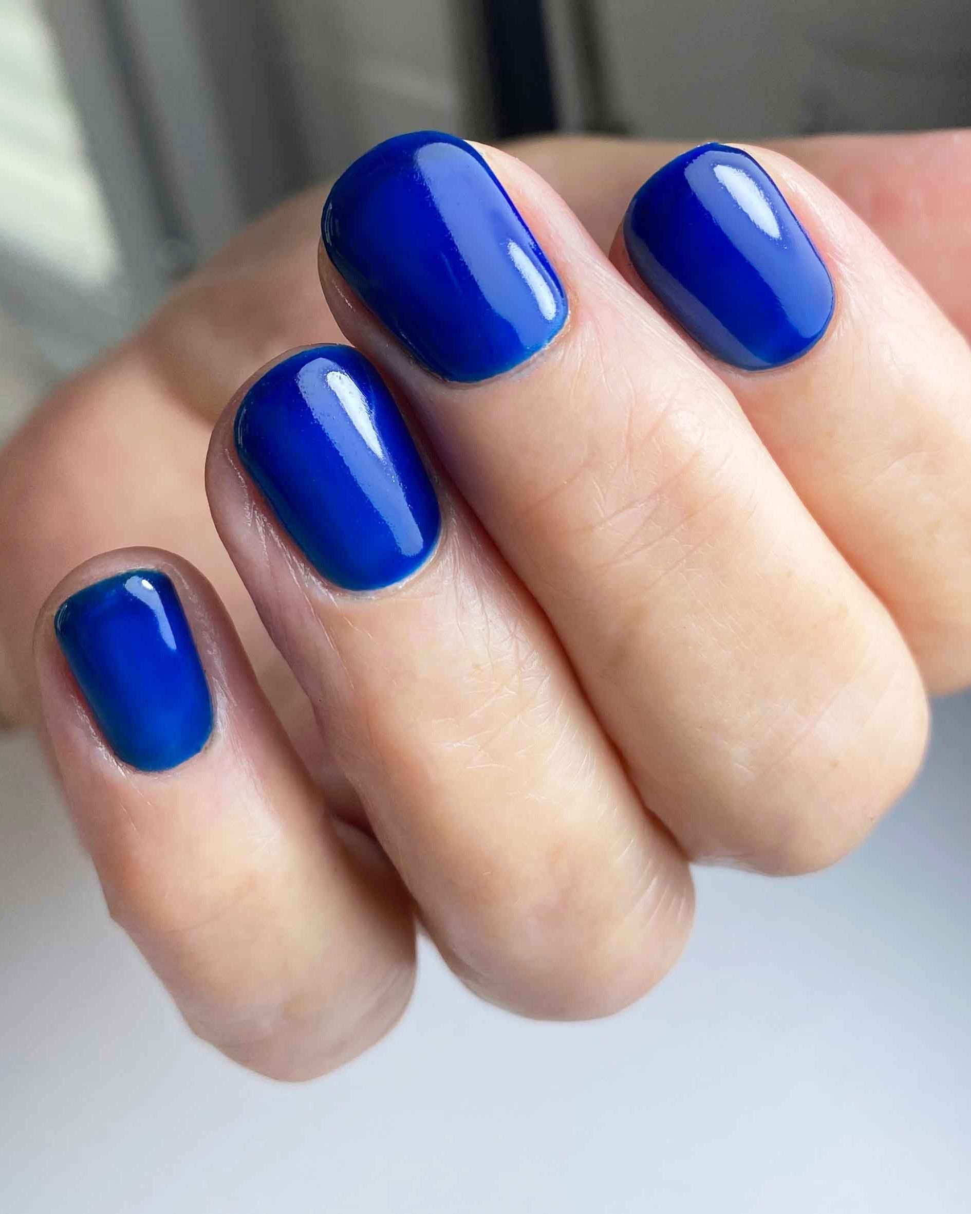 Blue gel manicure