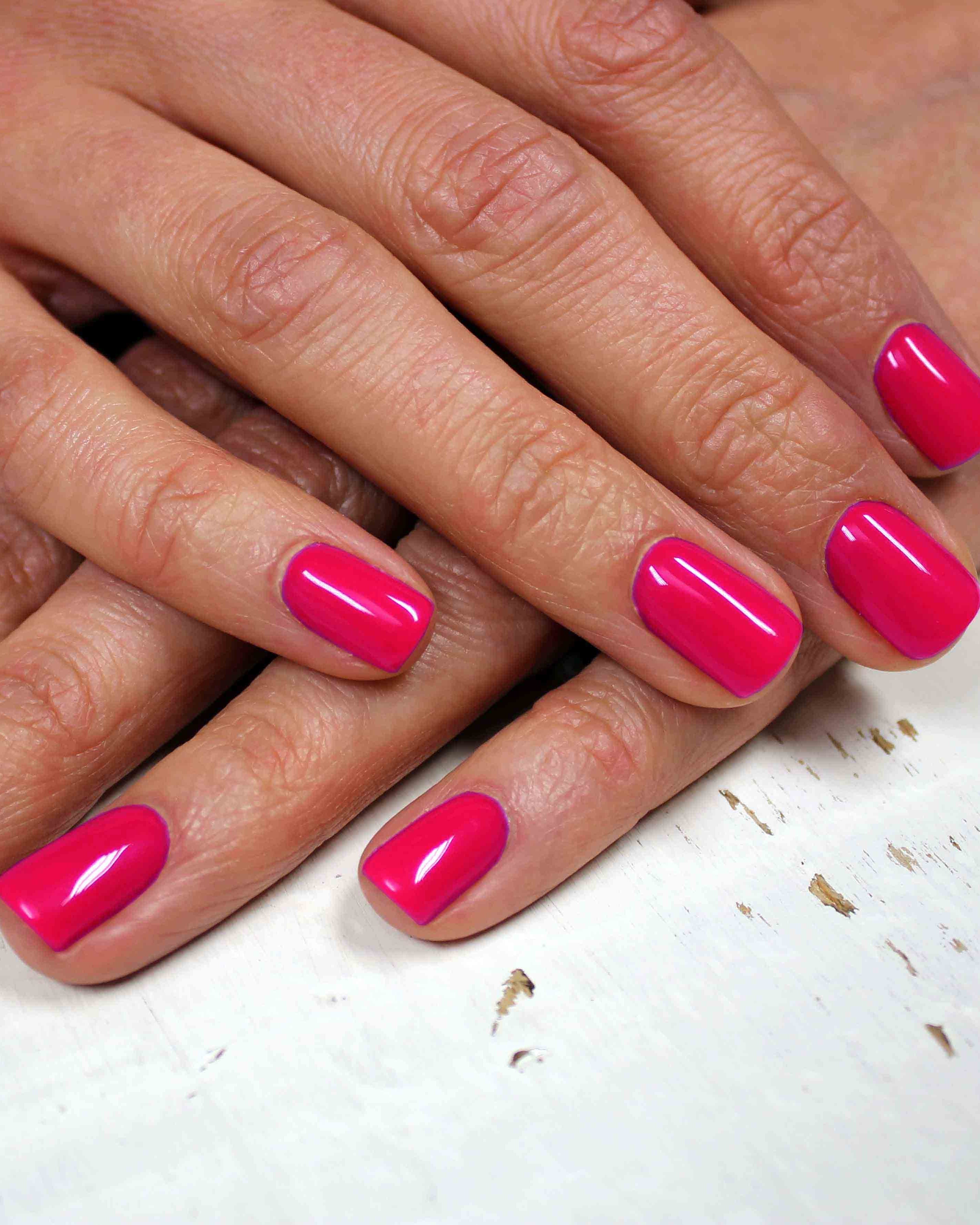 Hot pink gel manicure