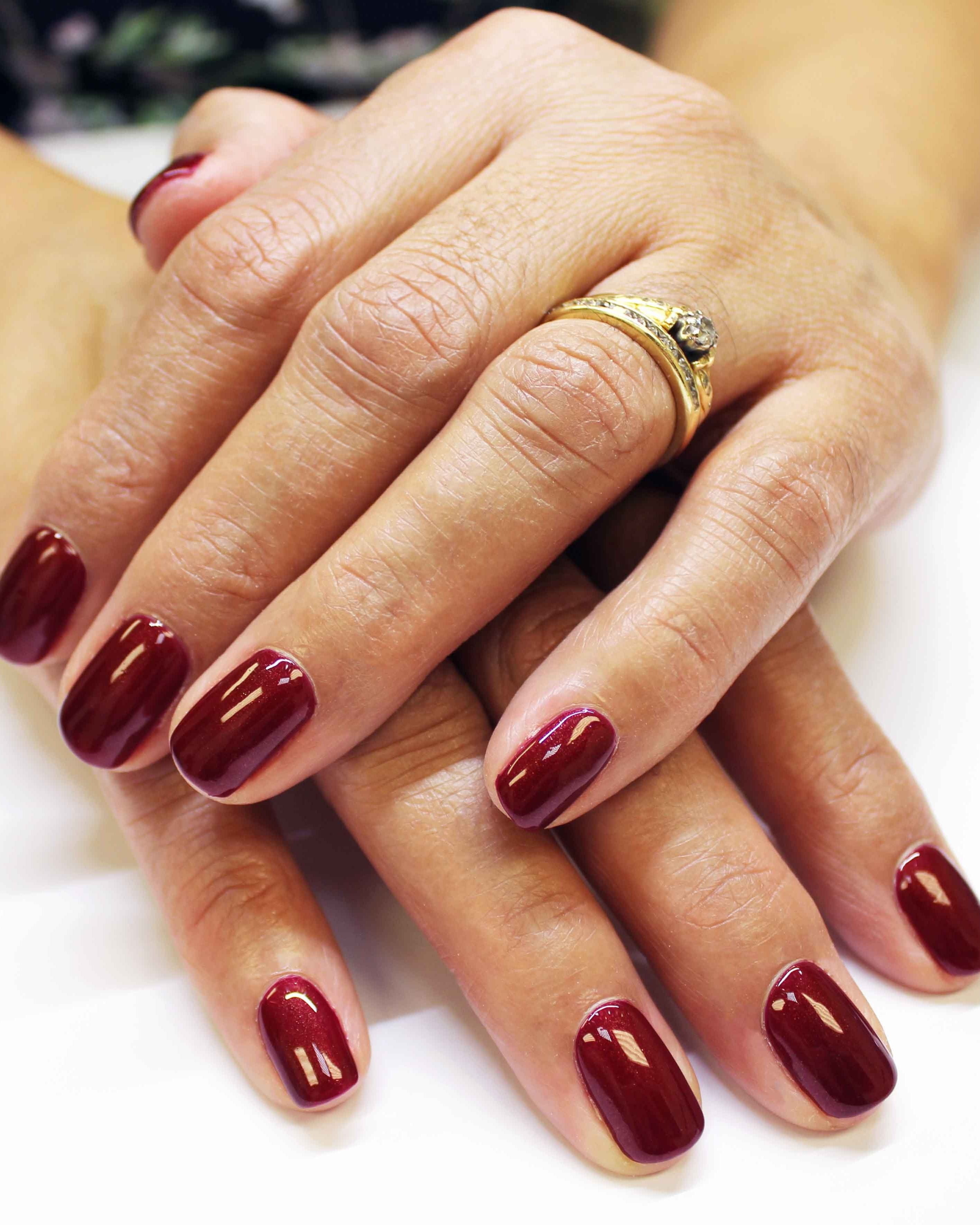 Deep red nails