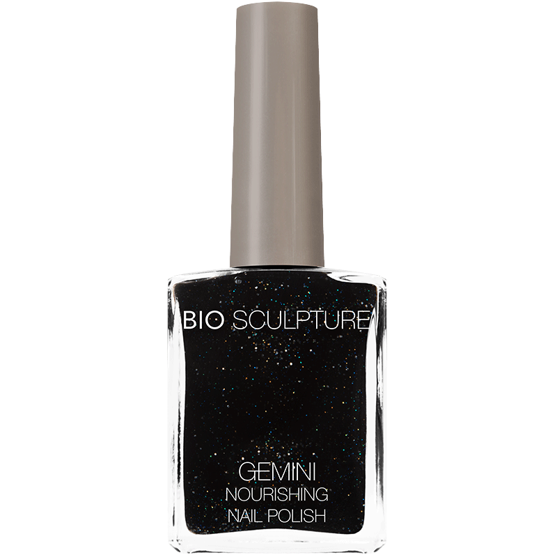 Black with glitter nail polish