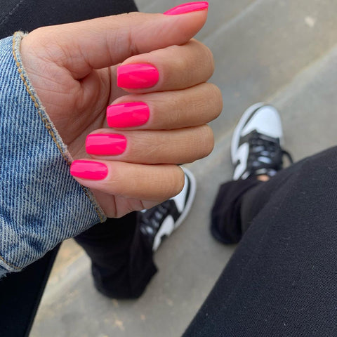 Bright neon pink nails