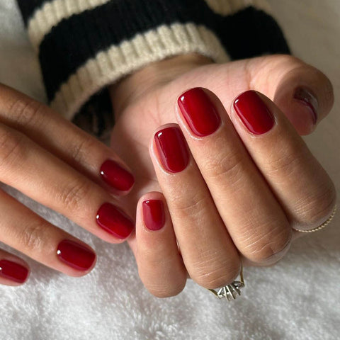 Deep red nails