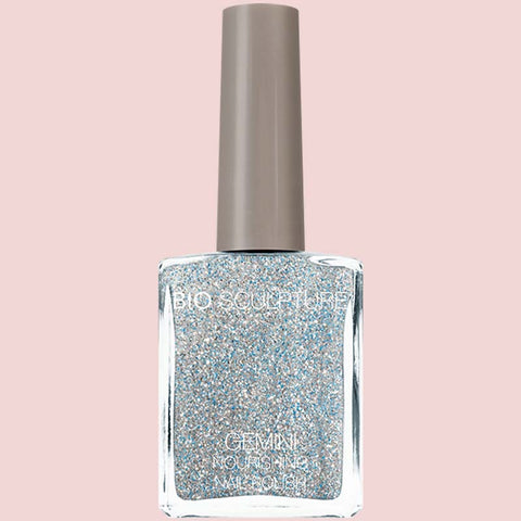 Silver and blue glitter nail polish