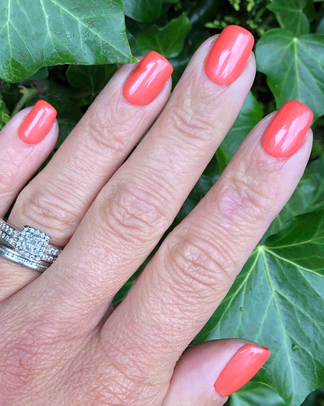 Orange coral gel nails