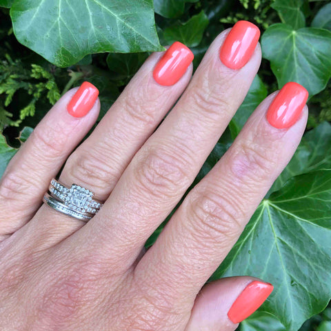 Orange coral gel nails