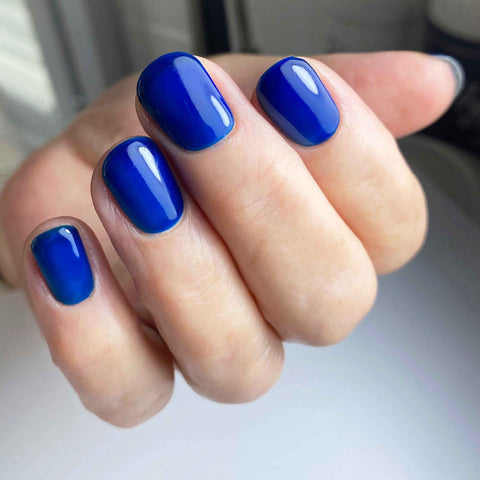 Blue gel manicure