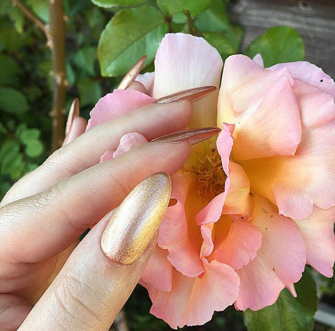 Rose gold gel nails